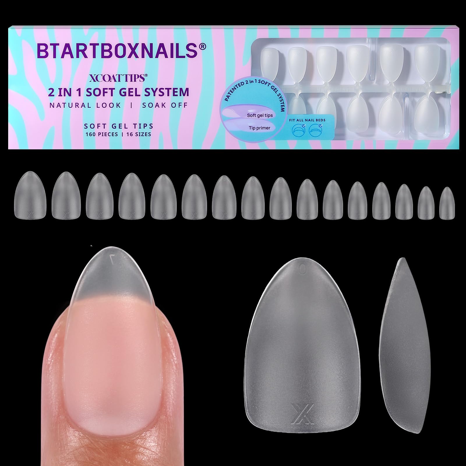 BTArtboxnails front packaging showing 160-piece kit and clear tips for value