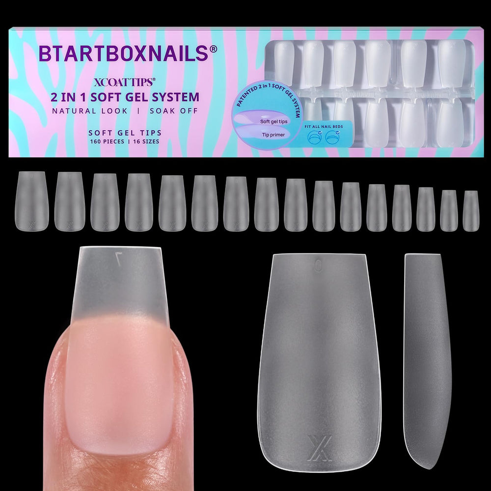 BTArtboxnails front packaging showing 160 clear coffin tips and brand