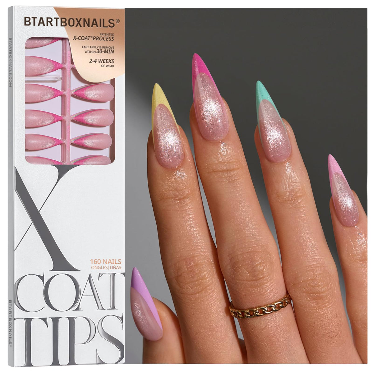 BTArtboxnails front packaging showing product and pastel tips benefit long wear