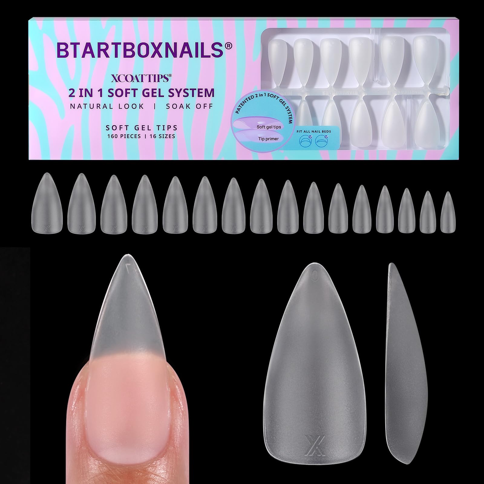 BTArtboxnails front packaging showing 160-piece kit and benefit of bulk value