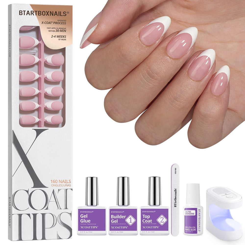 BTArtboxnails front packaging showing full French gel press-on kit and convenience