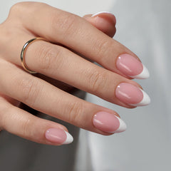 BTArtboxnails close-up of short almond X-COAT tips highlighting translucent curing benefit