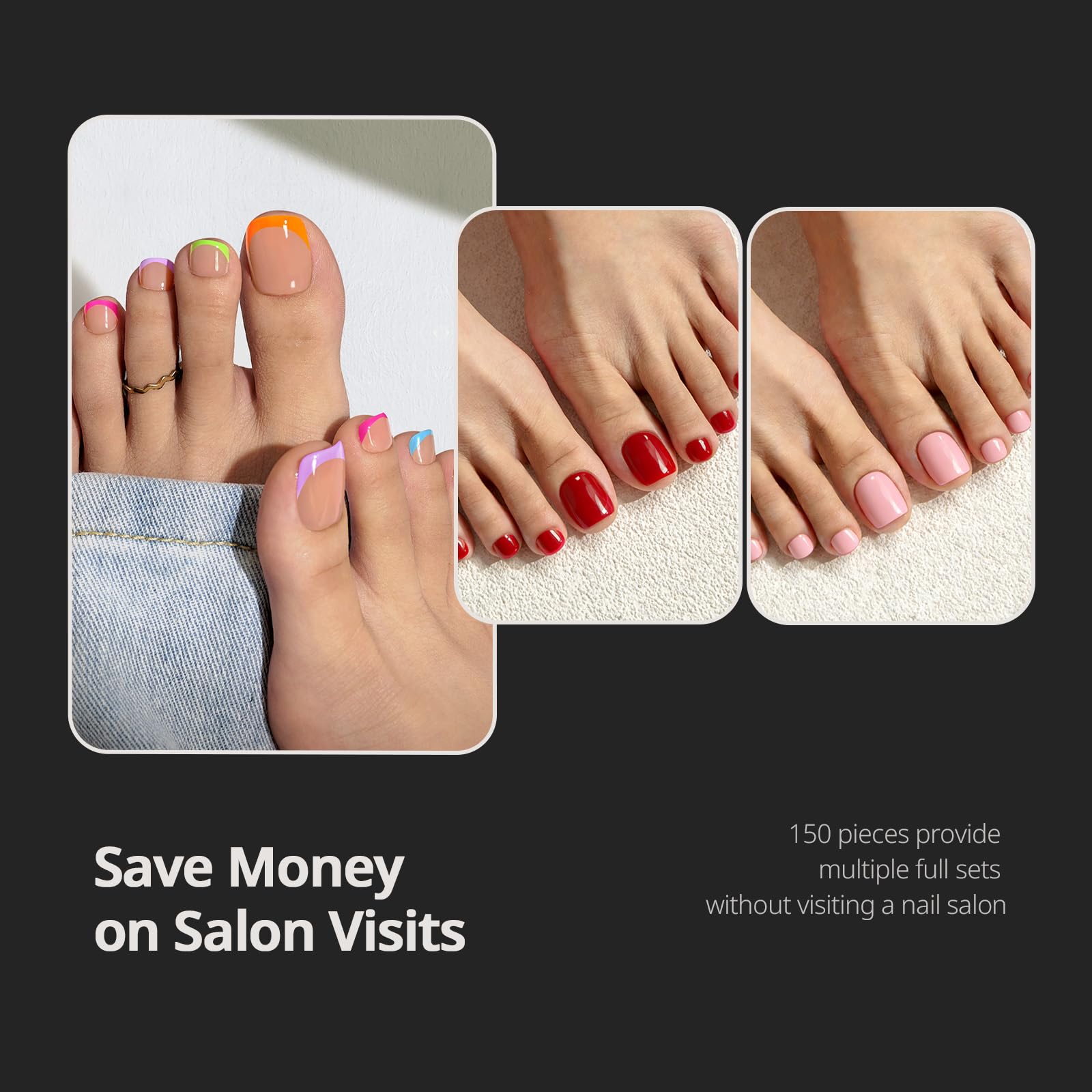 BTArtboxnails spread of 15 sizes for precise toenail fitting