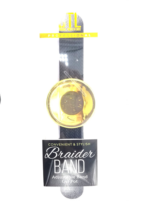 BTL braider band showing front packaging and compact gel pot for tidy braids