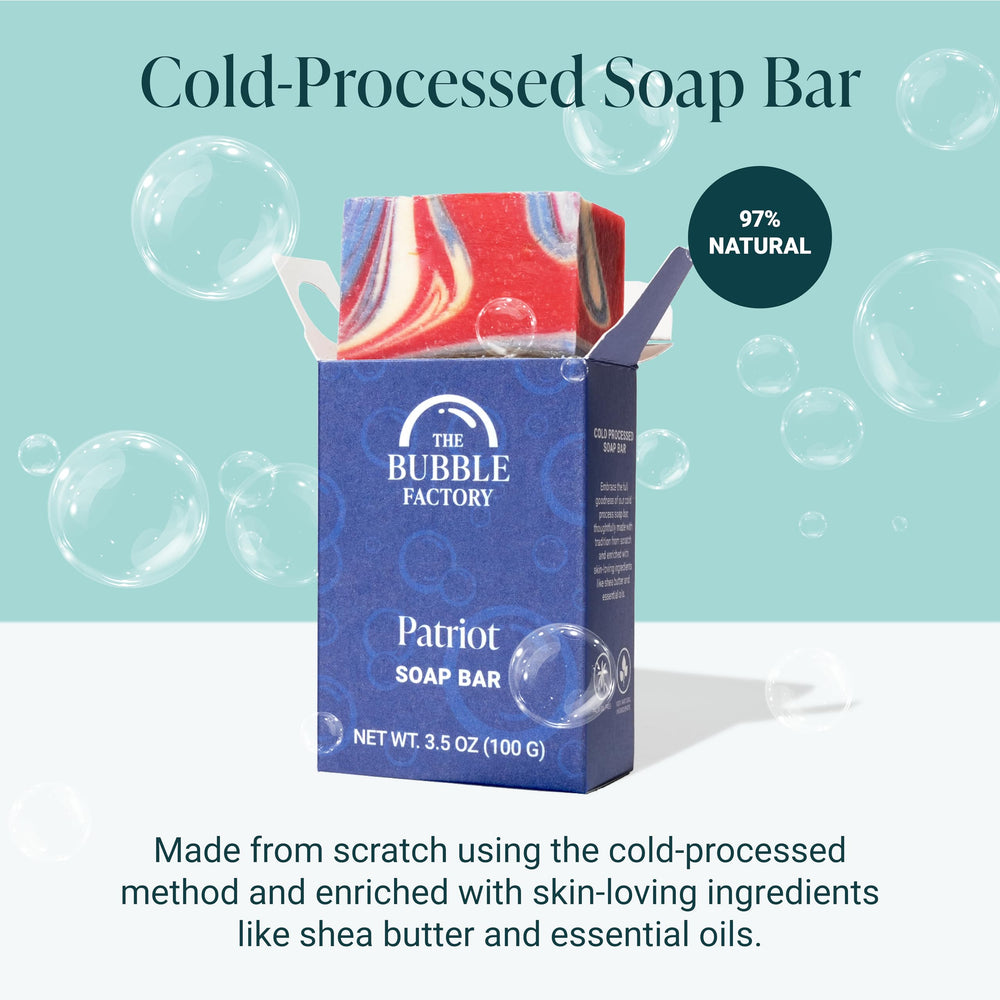 The Bubble Factory soap bars stacked to show size and handcrafted edges for quality
