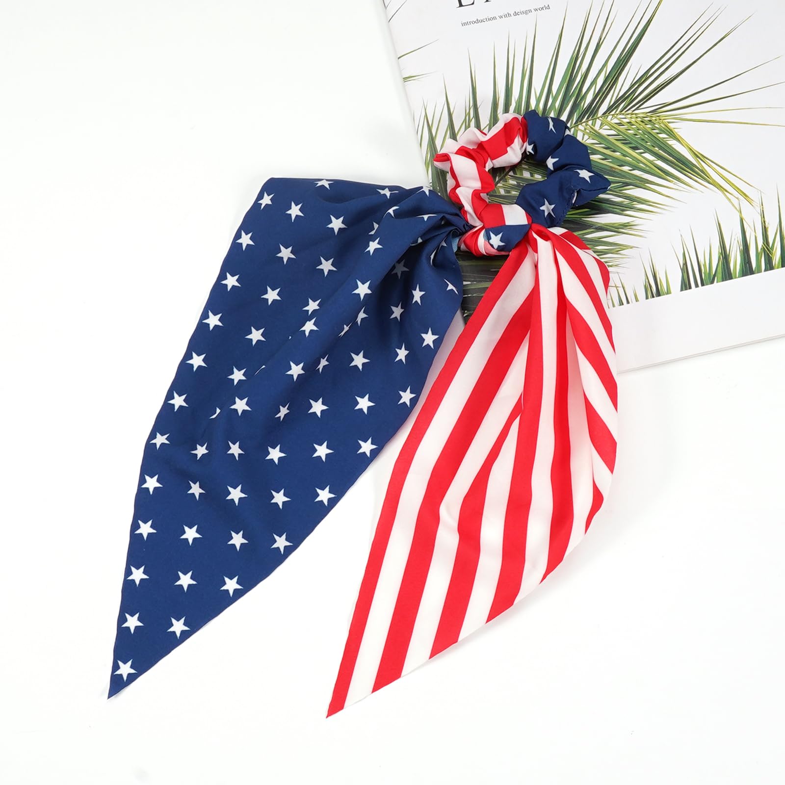 Budsmile scrunchie styled with patriotic outfit at a Fourth of July picnic