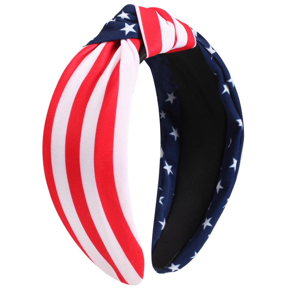 Budsmile front view headband showing patriotic design and easy styling