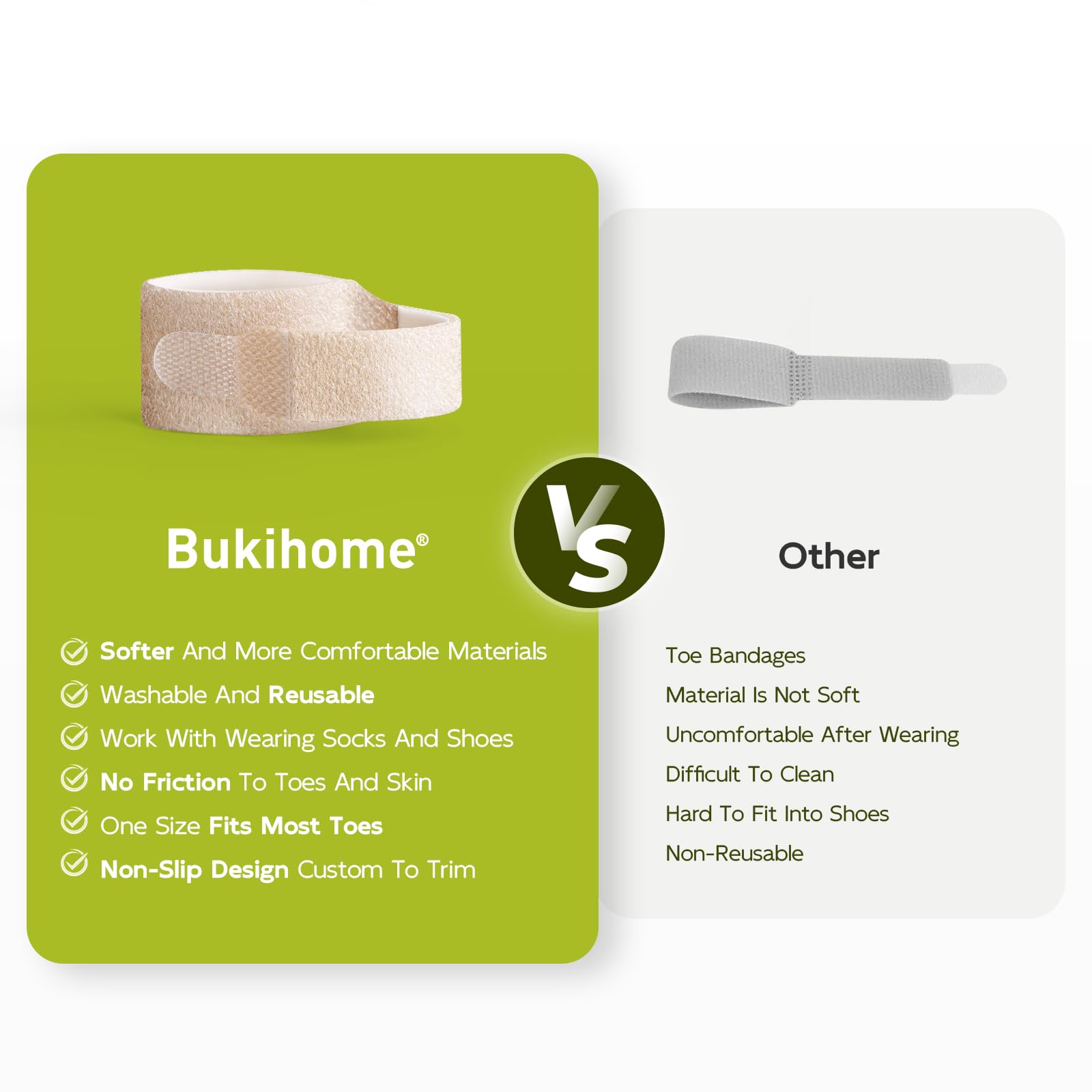 Bukihome toe wrap worn inside a sneaker demonstrating discreet protection and comfort