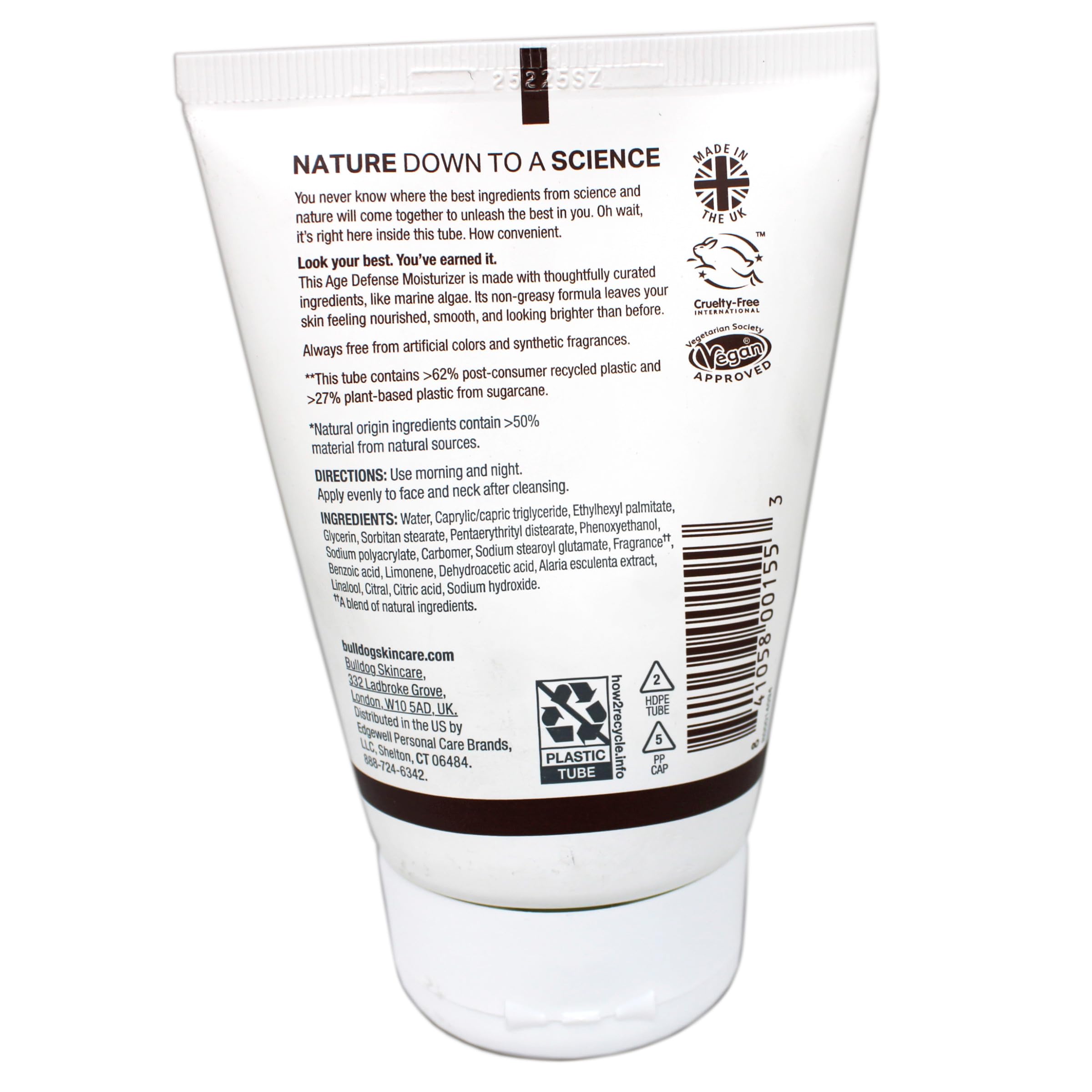 Bulldog close-up of cream texture highlighting lightweight absorbency
