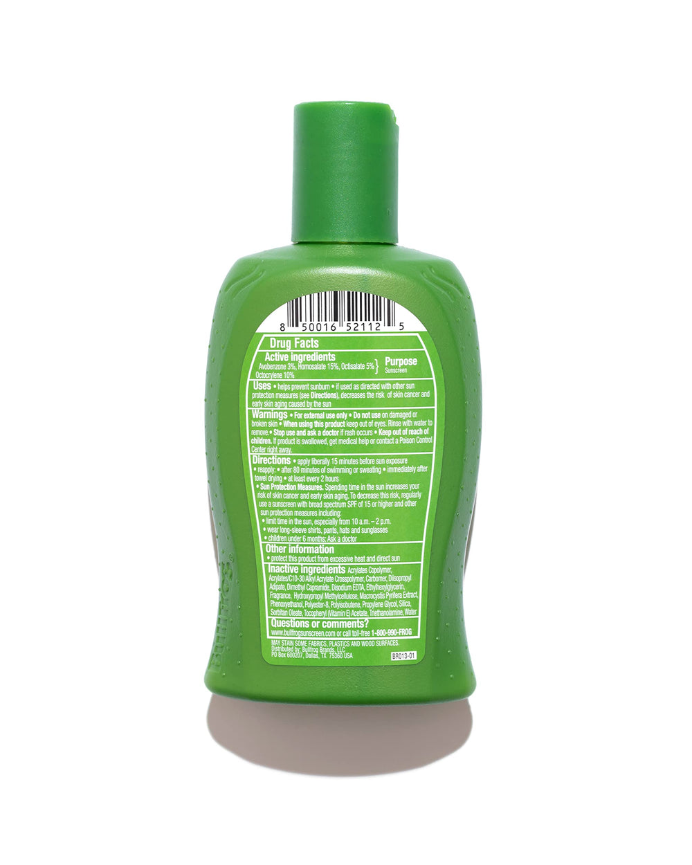 Bullfrog lotion texture close-up showing quick absorption and non-greasy feel