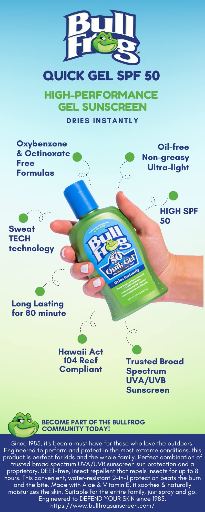 Bullfrog Quik Gel in beach lifestyle setting highlighting outdoor protection