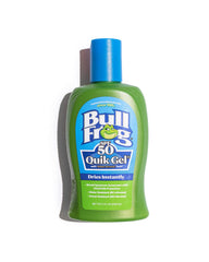 Bullfrog Quik Gel front packaging showing SPF 50 protection and benefits