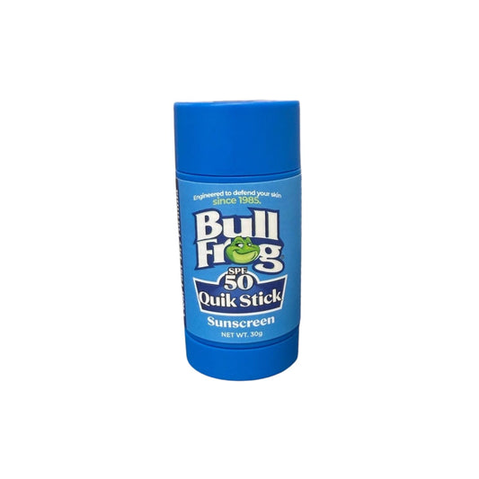 Bullfrog Quik Stick front packaging shows SPF 50 protection benefit
