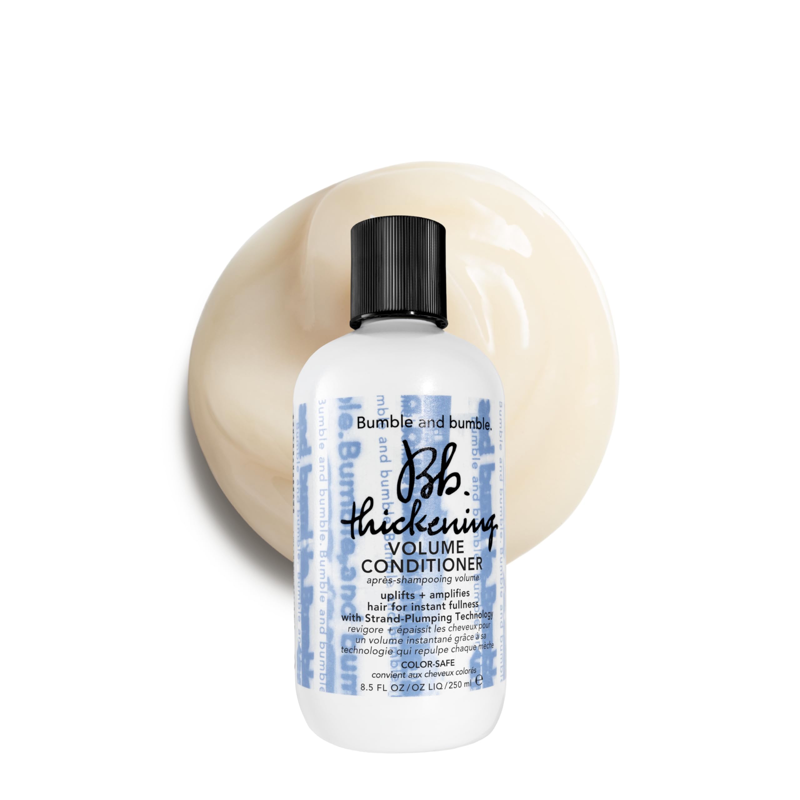 Bumble and bumble front bottle showing product and branding for shelf appeal
