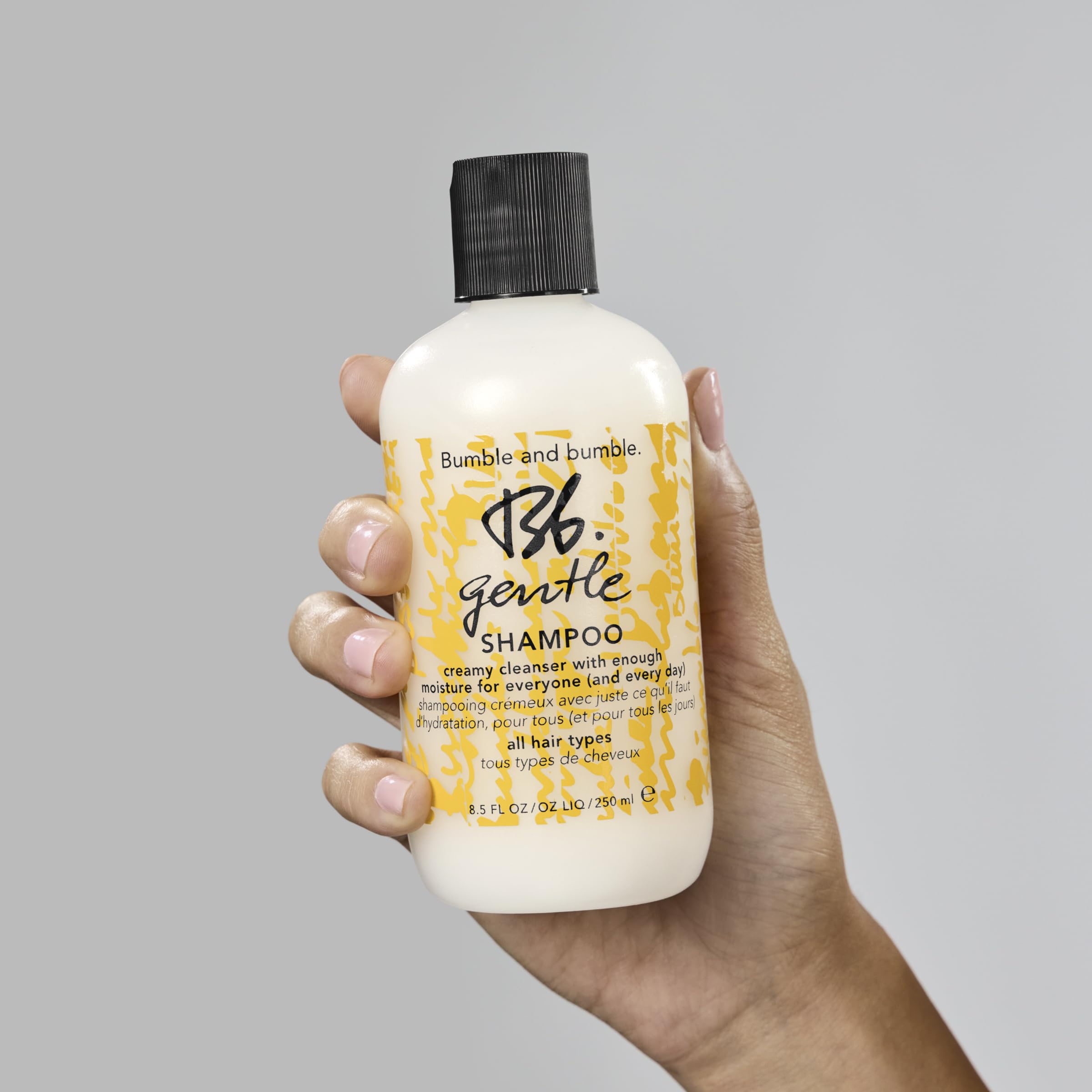 Bumble and bumble shampoo staged in bathroom to show routine-ready benefit