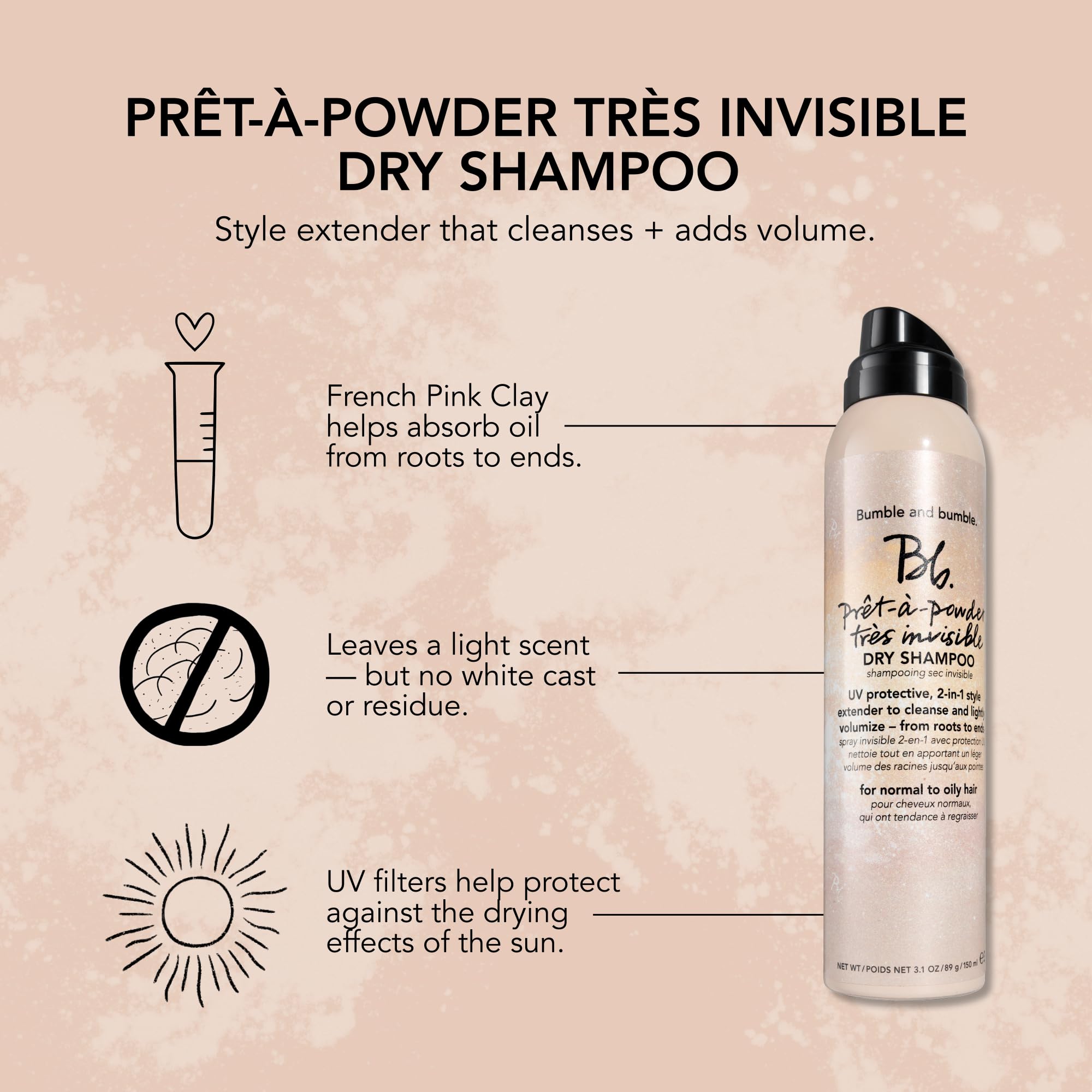 bumble and bumble clay powder texture close-up highlighting oil absorption