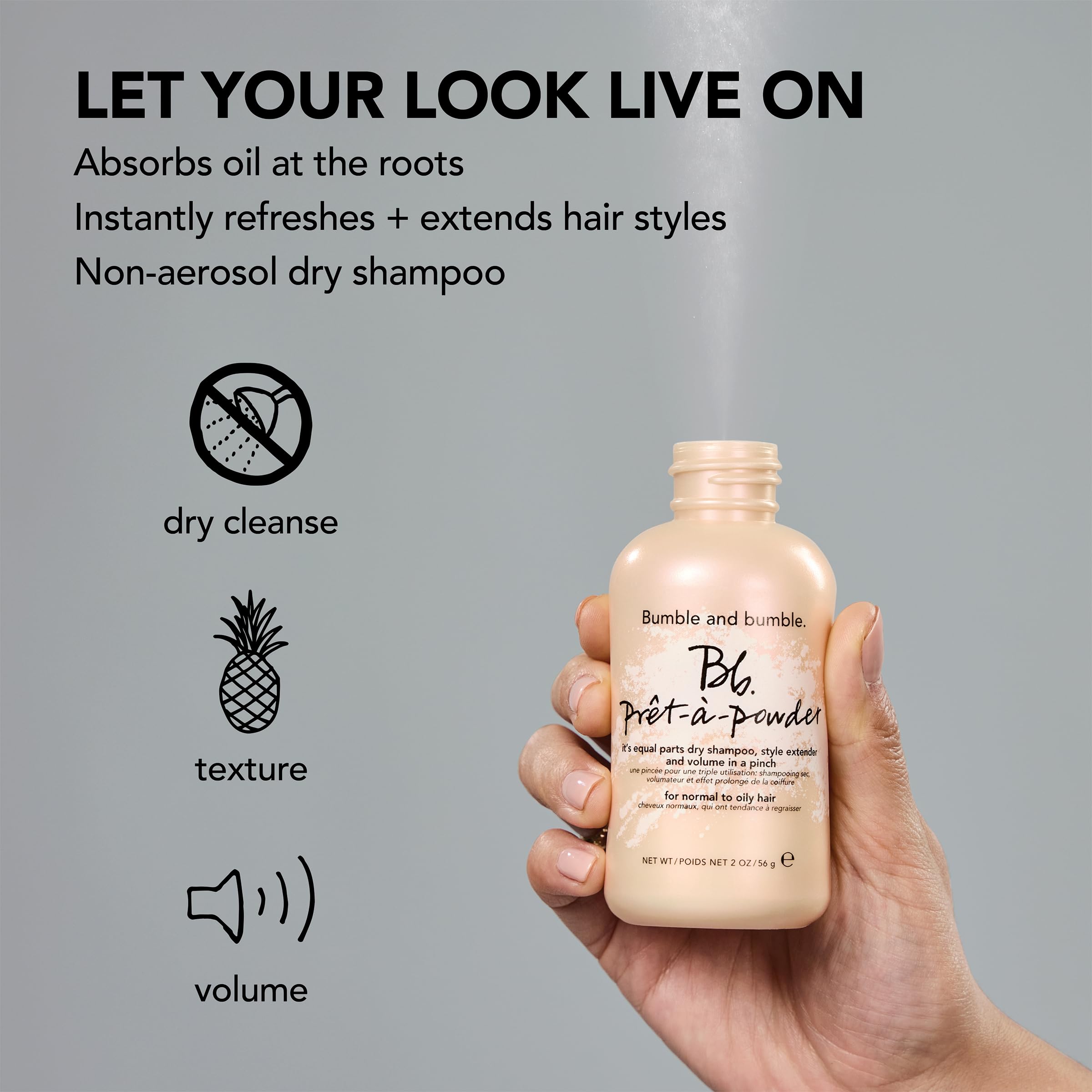 Bumble and bumble texture on hair displaying tousled hold and matte finish