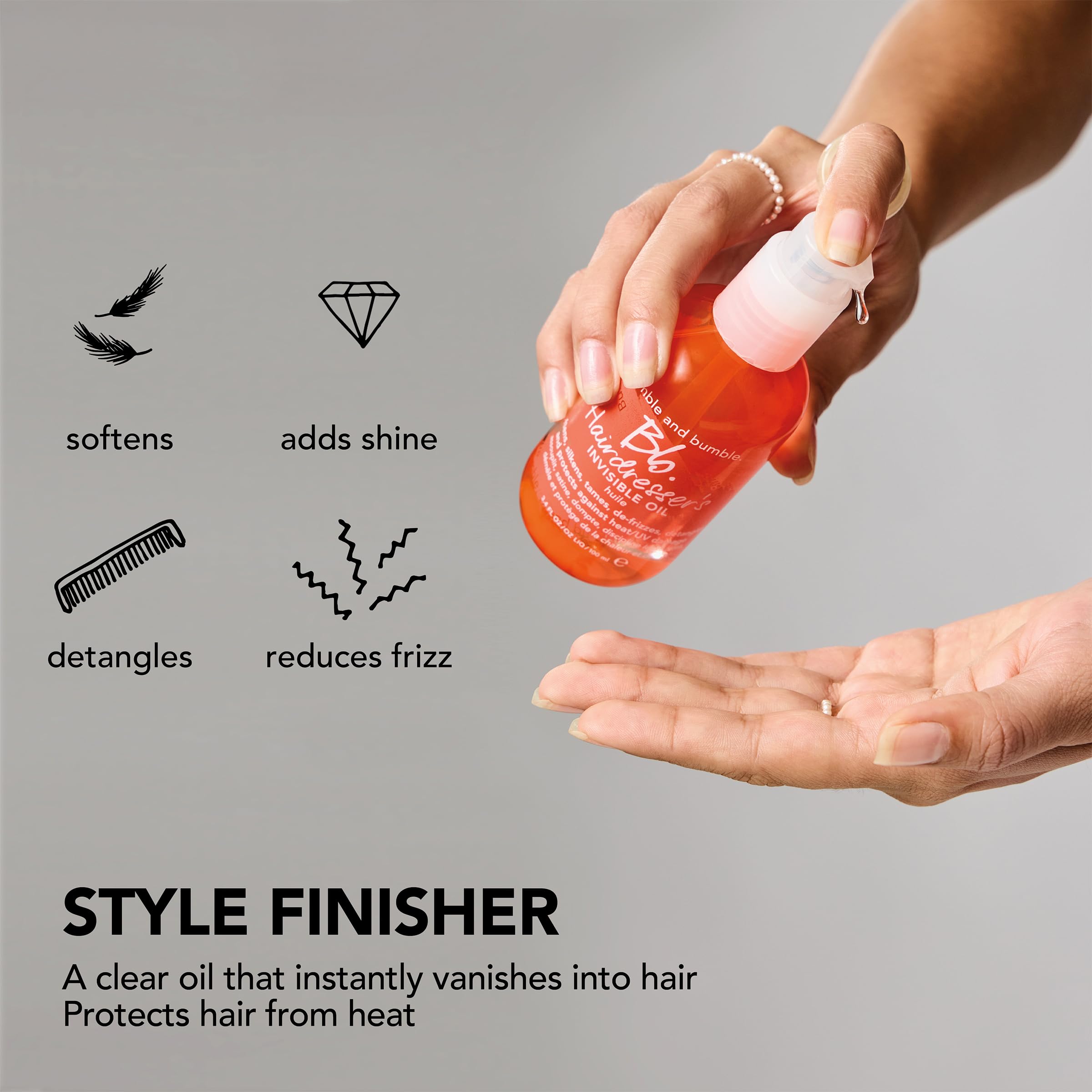Bumble and bumble bottle on bathroom shelf suggesting daily routine convenience
