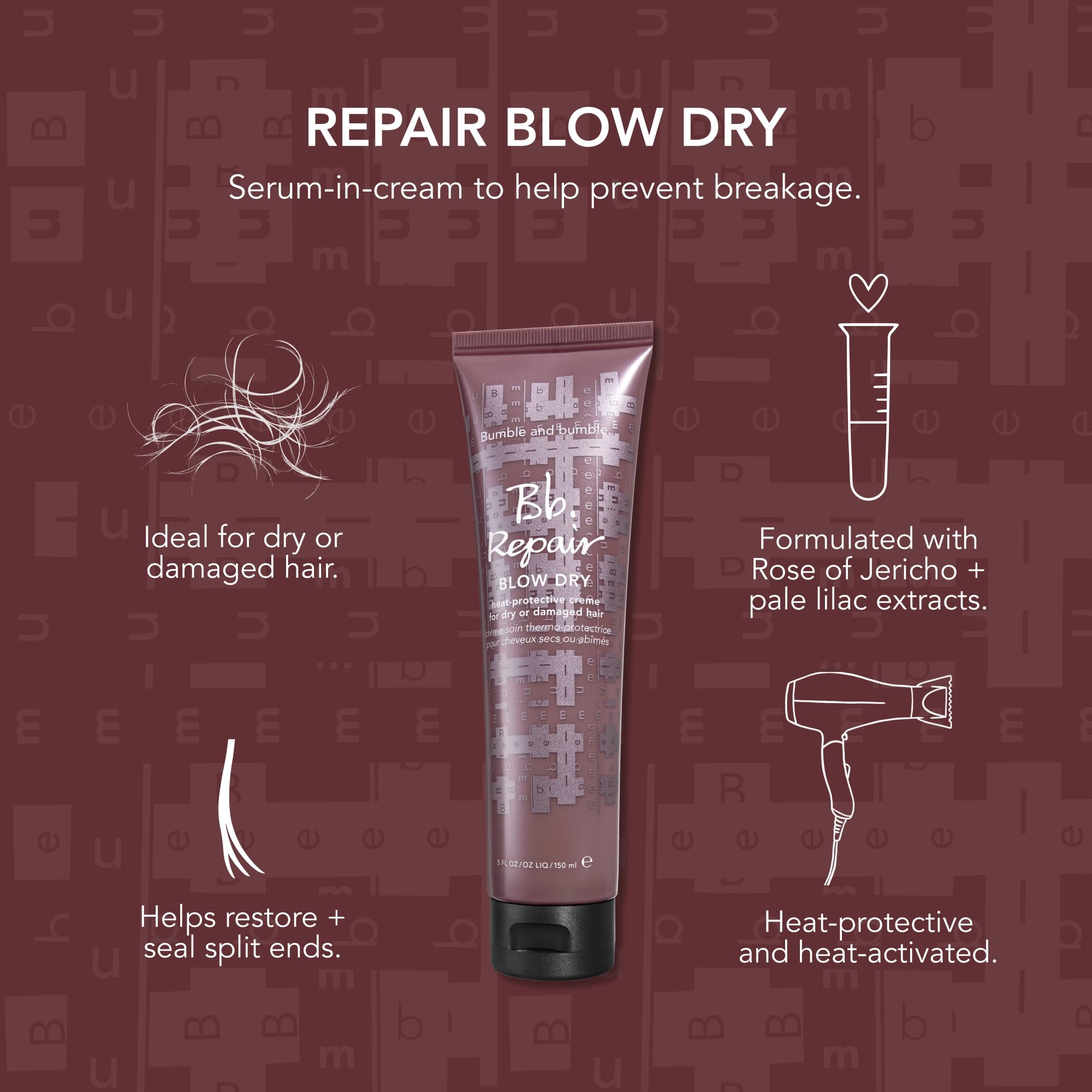 Bumble and bumble used during blow-dry showing smoother styled hair