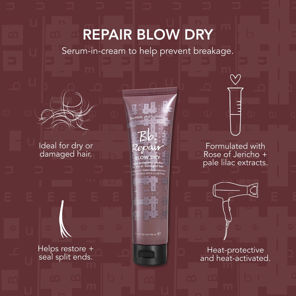 Bumble and bumble used during blow-dry showing smoother styled hair