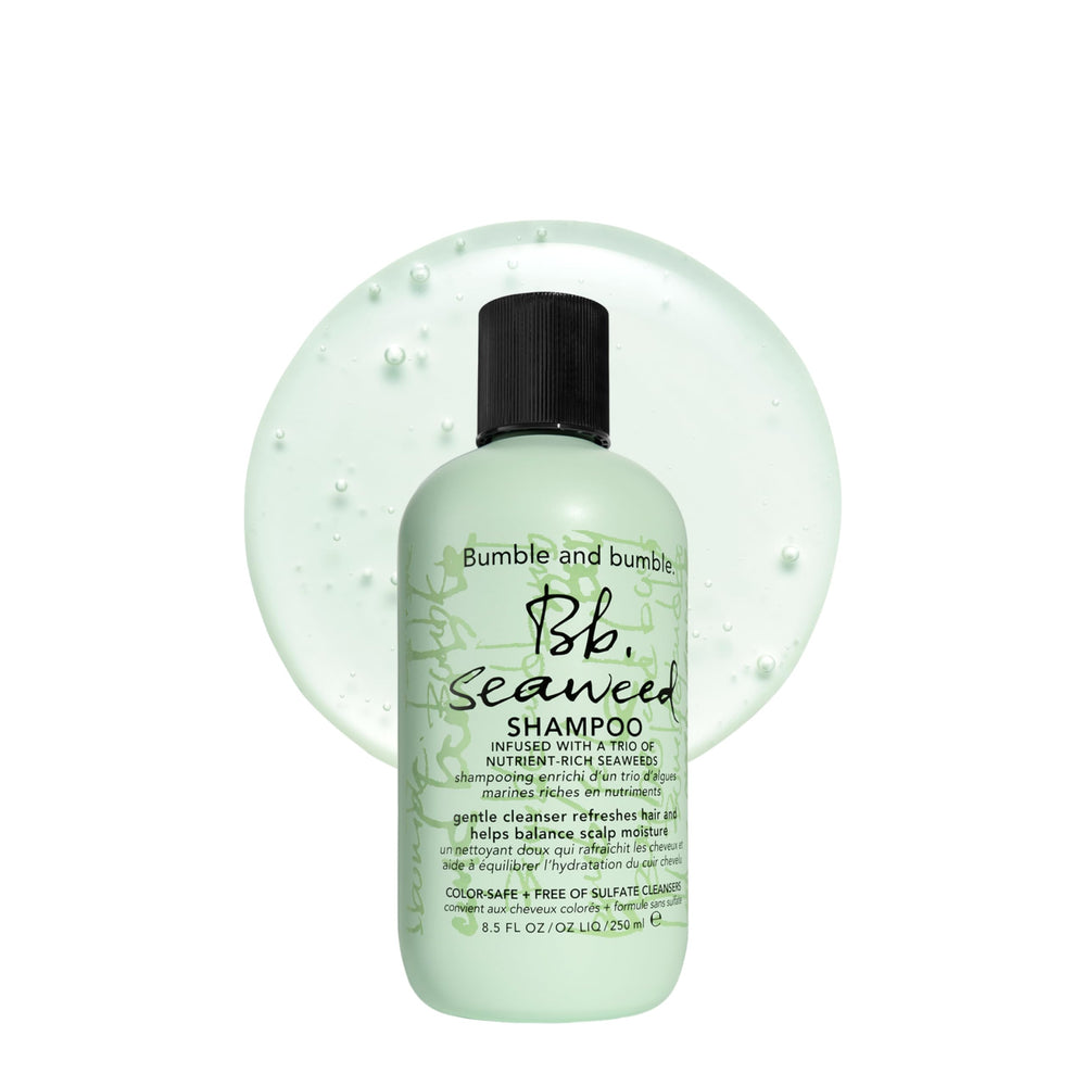 Bumble and bumble front bottle showing clean design and size benefit