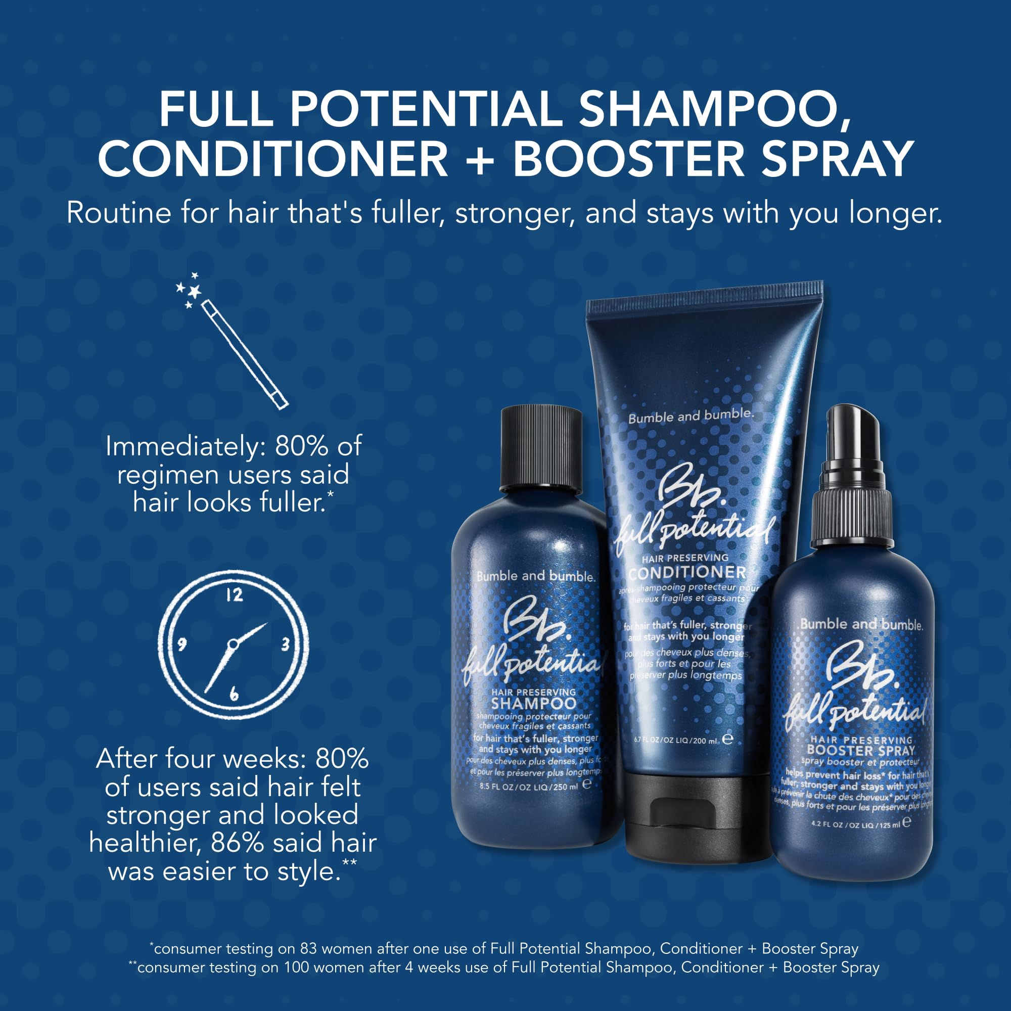Bumble and bumble in-use scalp massage image demonstrating targeted cleansing benefit