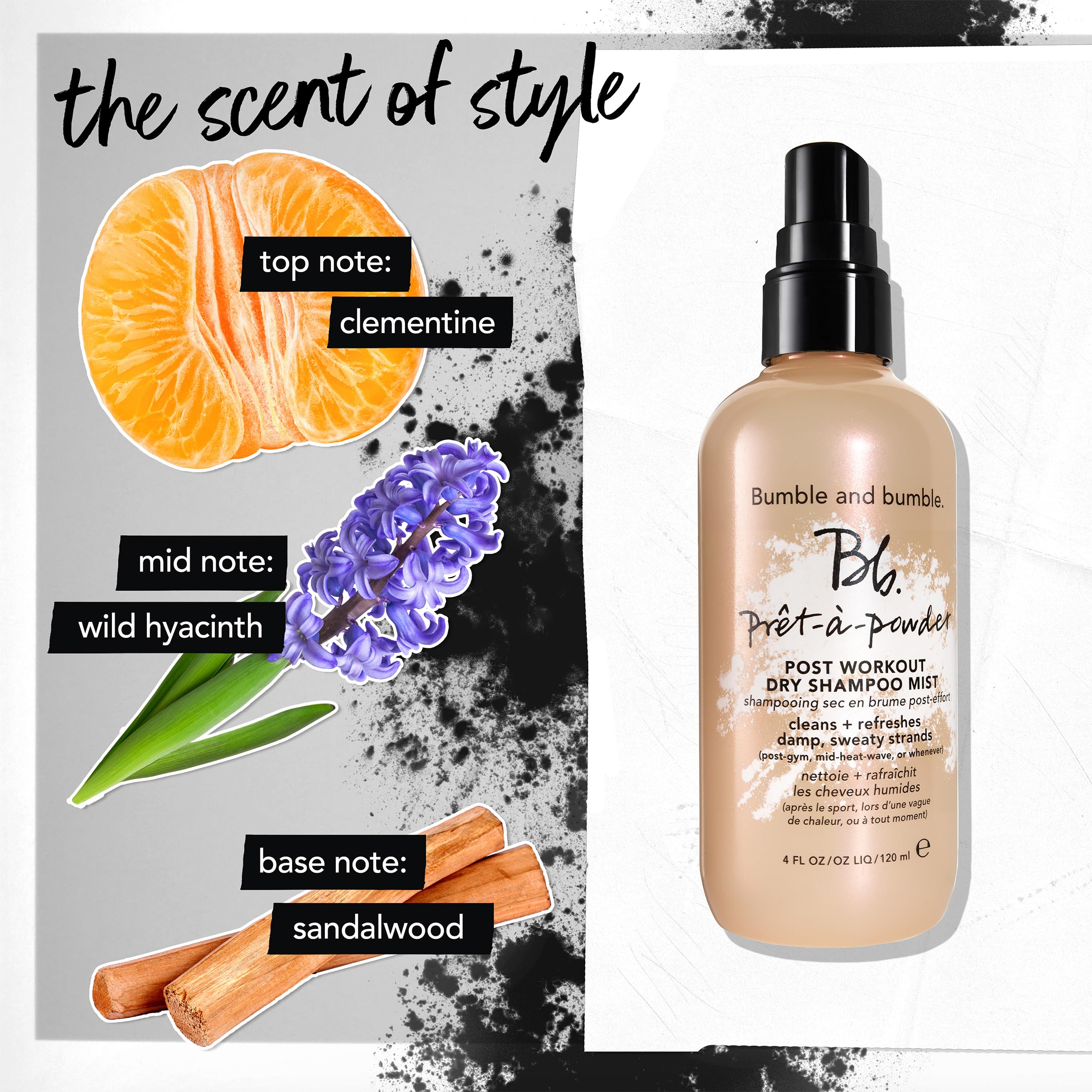Bumble and bumble 4 fl oz bottle in hand demonstrating compact travel-friendly size