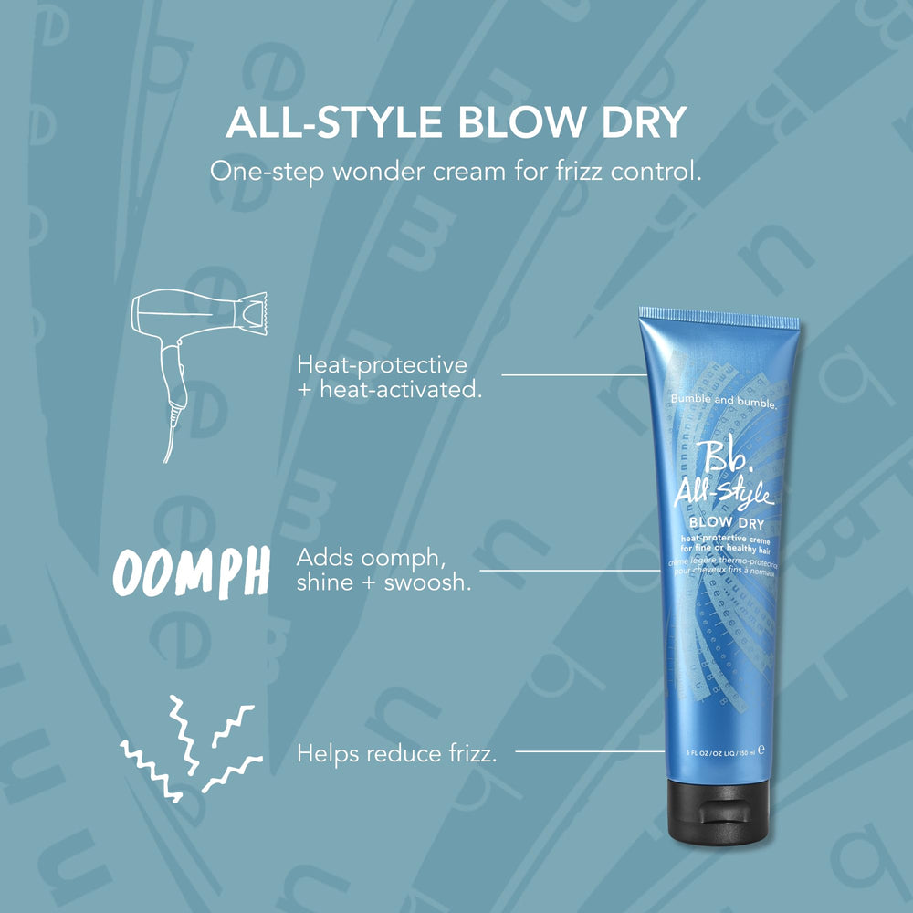 Bumble and bumble applied during blow-dry showing frizz control