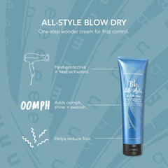 Bumble and bumble applied during blow-dry showing frizz control