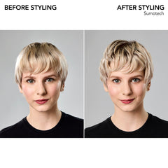 Bumble and bumble. applying product to short hair for defined, touchable style benefit