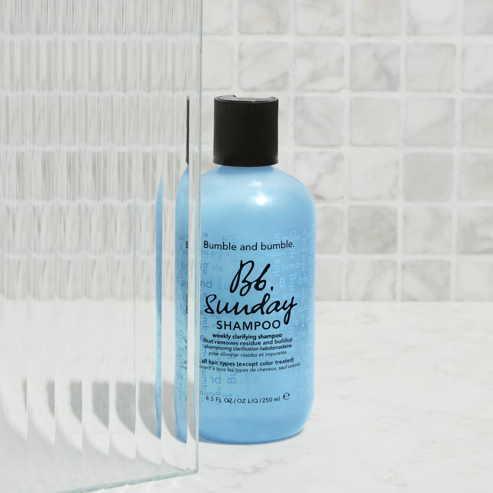 Bumble and bumble before and after hair showing lifted volume and clarity