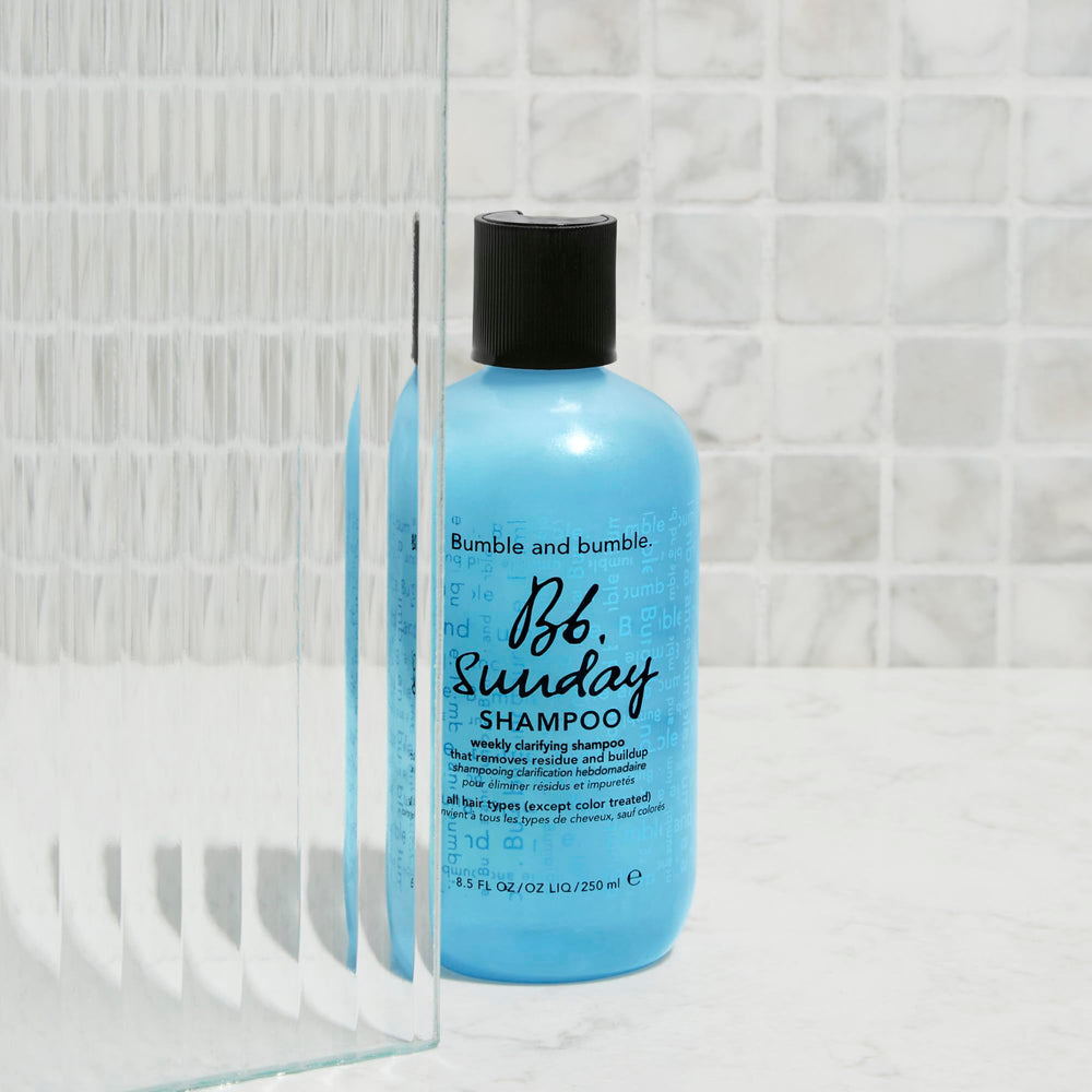 Bumble and bumble before and after hair showing lifted volume and clarity