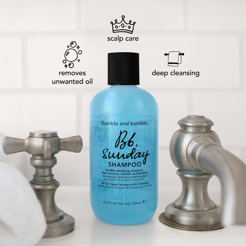 Bumble and bumble shampoo in shower setting illustrating refreshing routine