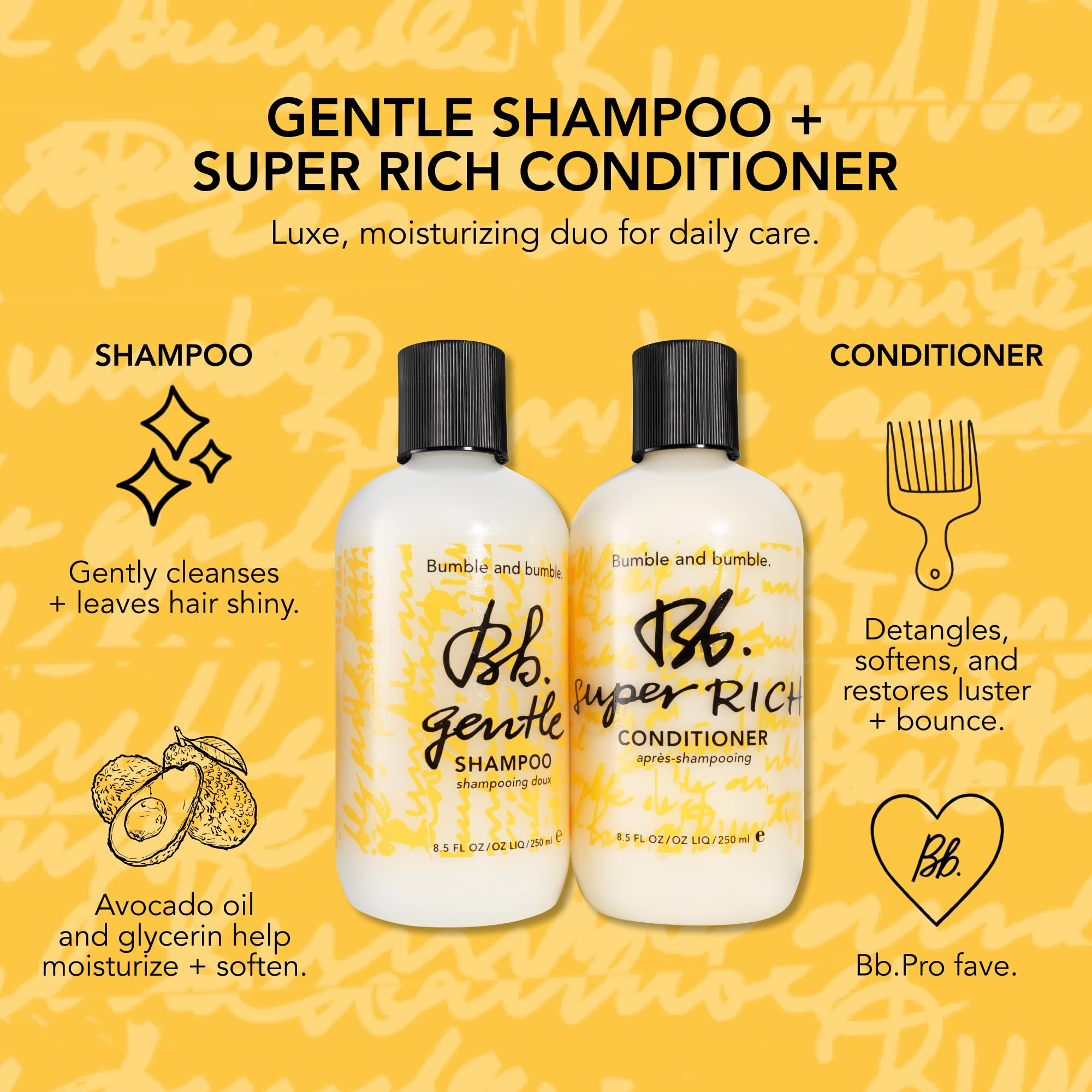Bumble and bumble before and after hair results showing improved manageability