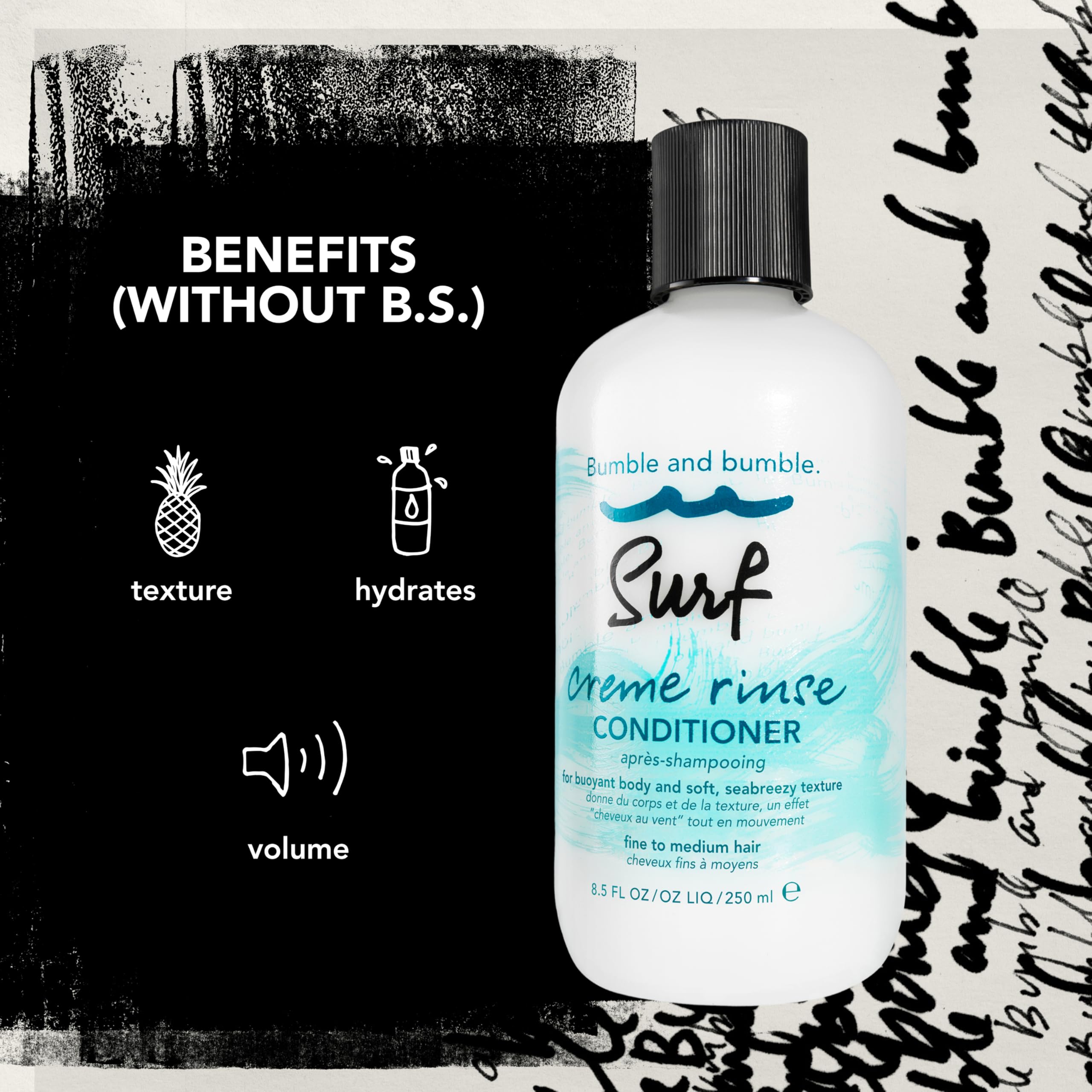 Bumble and bumble in-shower use showing application and rinse process benefit
