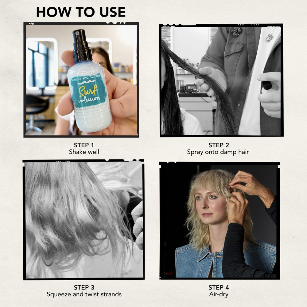 Bumble and bumble placed on bathroom shelf suggesting daily styling routine