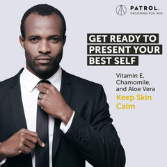 Bump Patrol applied post-shave on jawline to soothe skin and reduce irritation