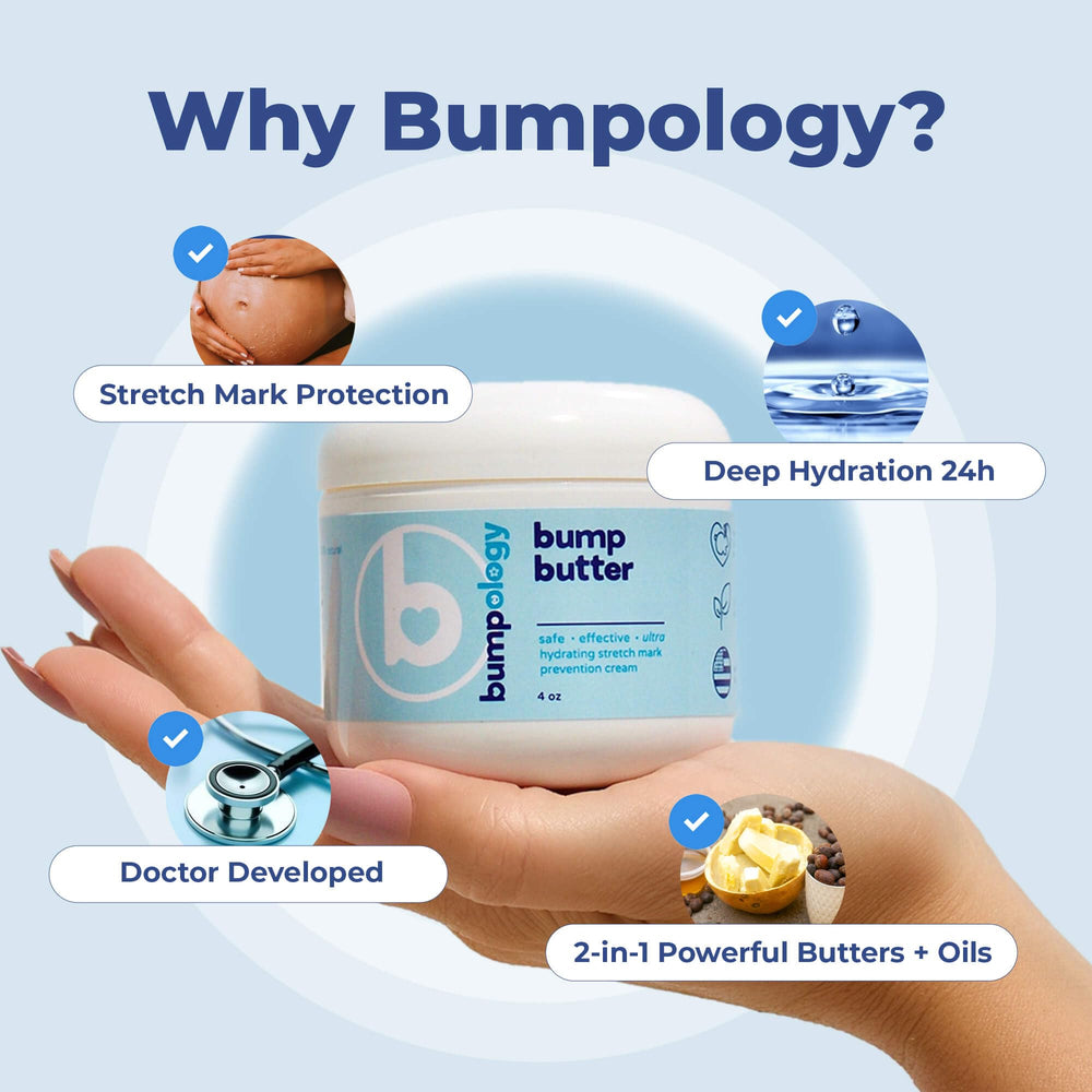 Pregnant person using Bumpology butter in cozy home setting