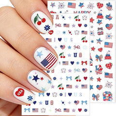 BUNLVDI finished patriotic manicure on hands showing festive result and styling inspiration