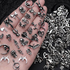 BUNLVDI front packaging showing 50-piece Halloween nail charms for easy selection