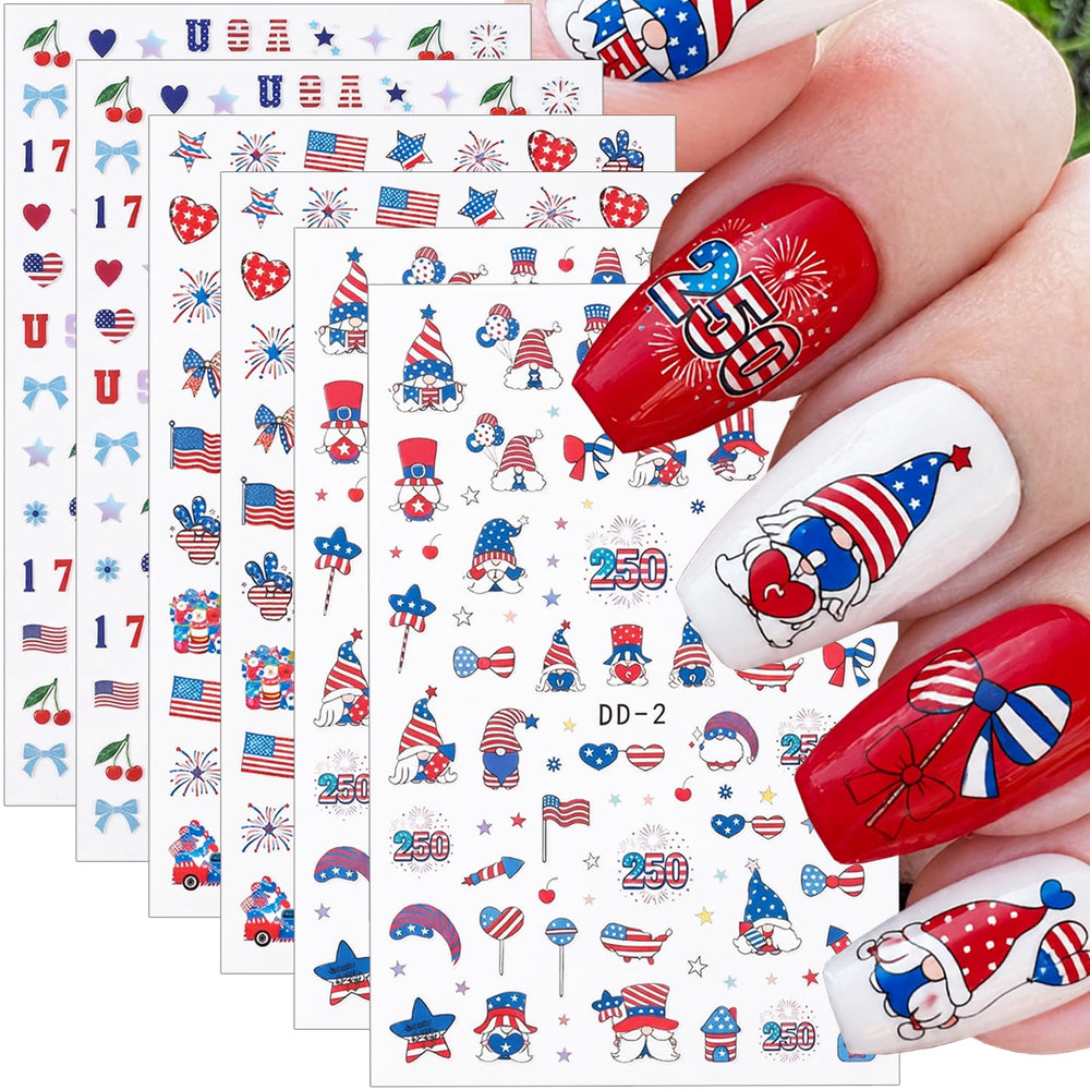 BUNLVDI front sheet pack showing six patriotic sticker sheets and easy selection benefit