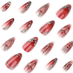 BUNLVDI gradient texture detail of red black silver finish highlighting high-shine effect