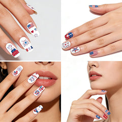 BUNLVDI stickers applied to press-on nail showing smooth adhesion and quick DIY benefit
