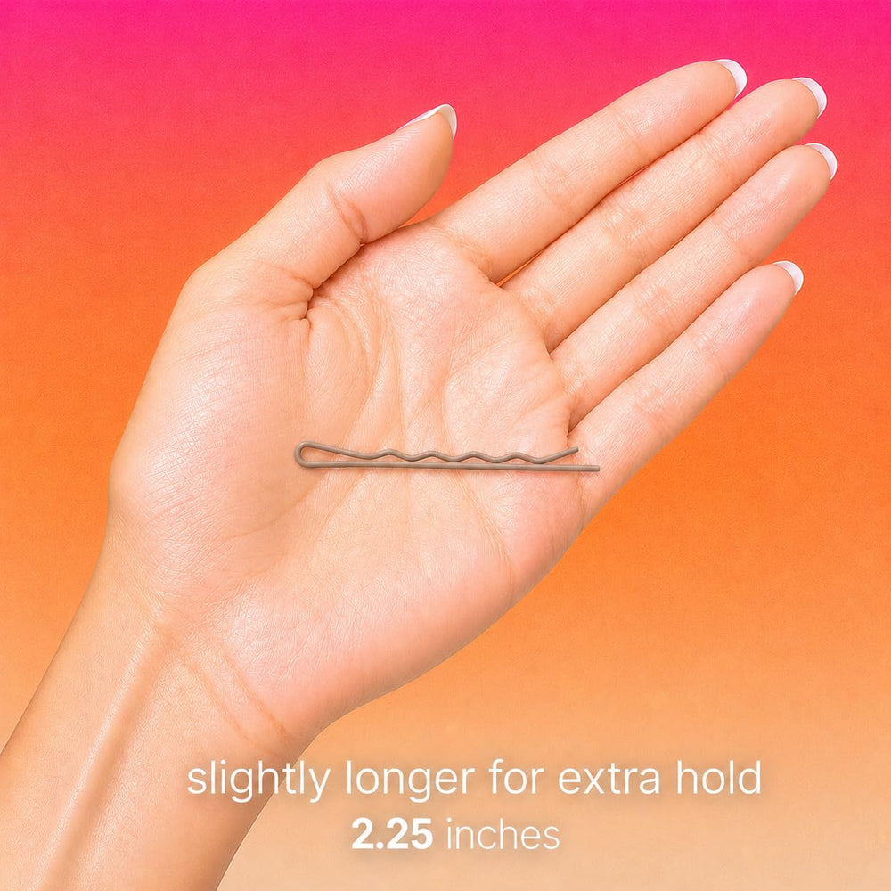 Bunnibo pins inserted in thick hair showing strong grip and reduced slippage
