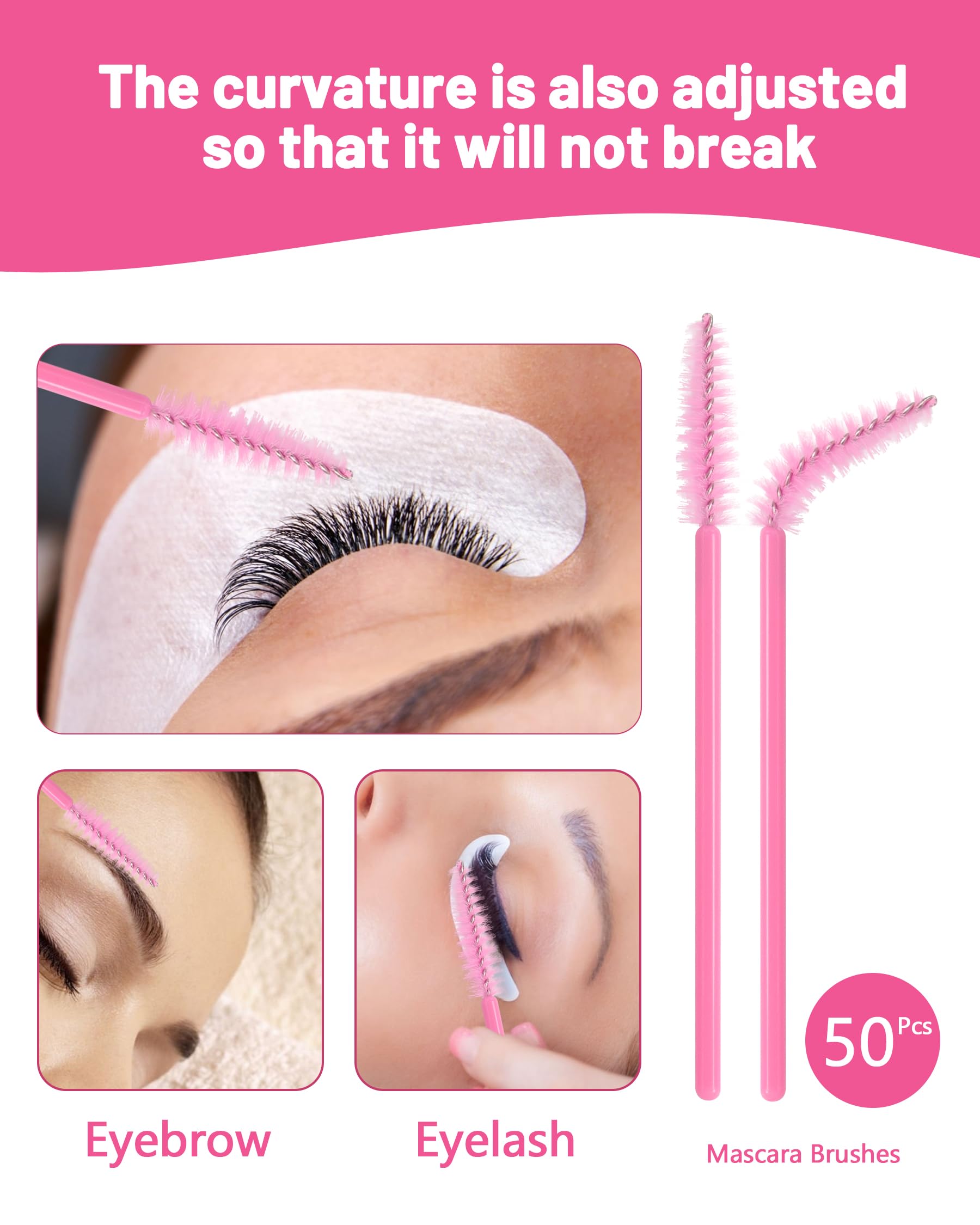 Buqikma 50 mascara wands array highlighting hygienic single-use combing