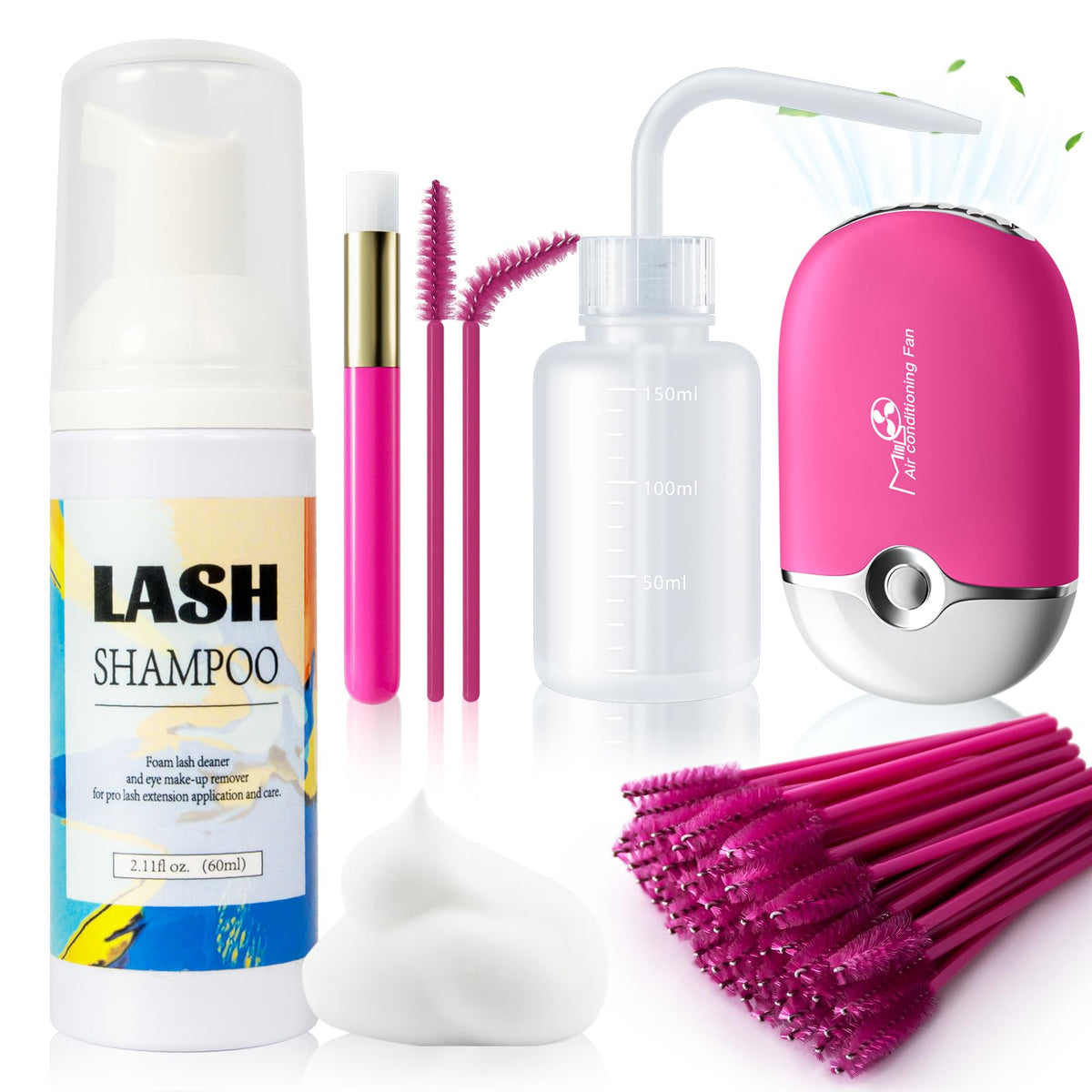 Buqikma front packaging of lash shampoo kit showing complete set and benefits