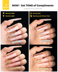BURANO gold gel stroke on swatch card highlighting reflective glitter and strong coverage