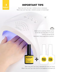 BURANO gel being cured in a salon lamp illustrating professional LED compatibility