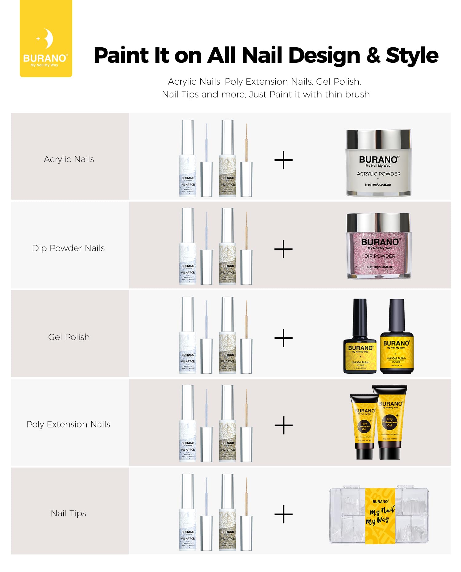 BURANO brush drawing fine metallic line on a model fingernail for detailed nail art