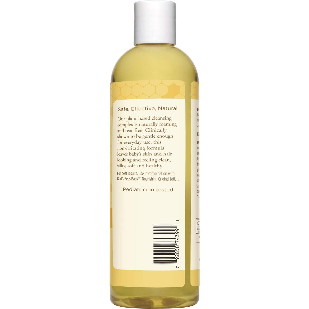 Burt's Bees bottle beside baby in bathtub illustrating safe use